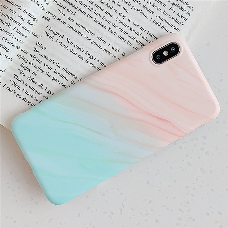 Anymob iPhone Case Plane Orange and Blue Gradient Marble Cover Silicone Phone With Holder Stand-Mobile Phone Cases-PEROZ Accessories