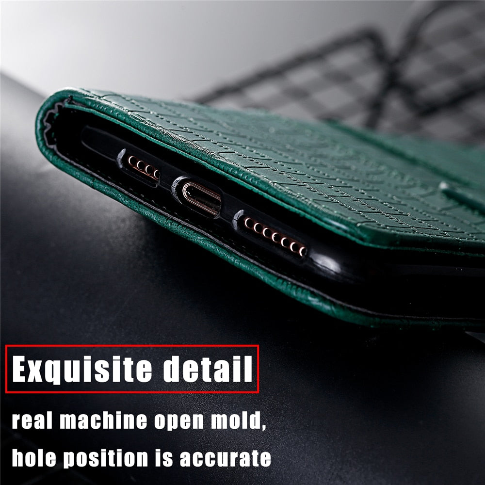 Anymob iPhone Case Black Magnetic Leather Flip 3D Croc Pattern Phone Cover-Mobile Phone Cases-PEROZ Accessories