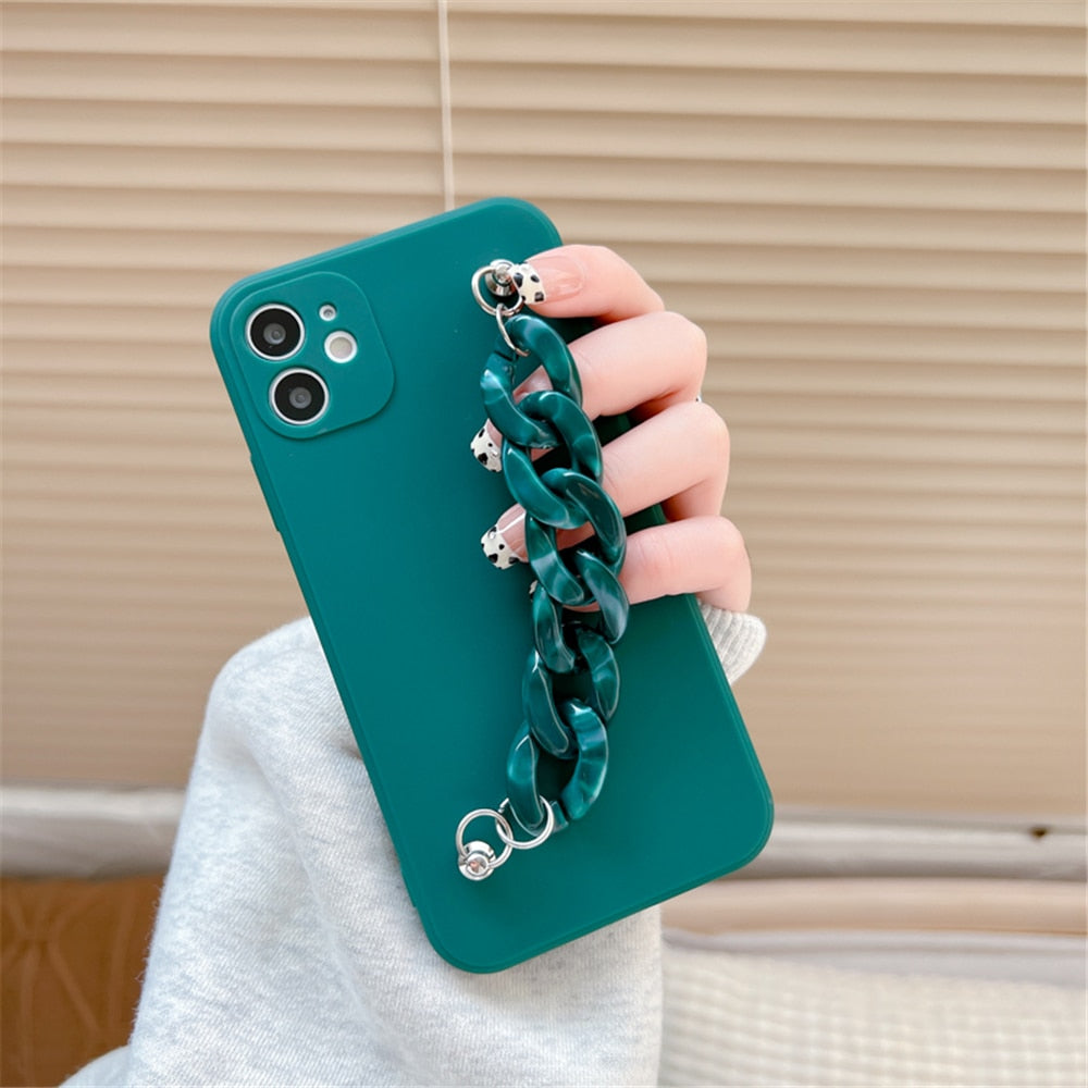 Anymob iPhone Case Dark Blue Marble Chain Soft Silicone Bracelet Phone Cover-Mobile Phone Cases-PEROZ Accessories