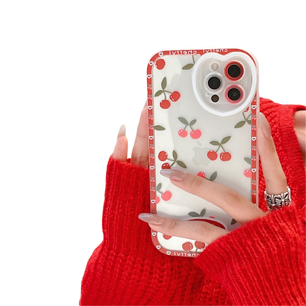 Anymob iPhone Case Lovely Cherry Love Heart Camera Protection Clear Silicone Bumper-Mobile Phone Cases-PEROZ Accessories