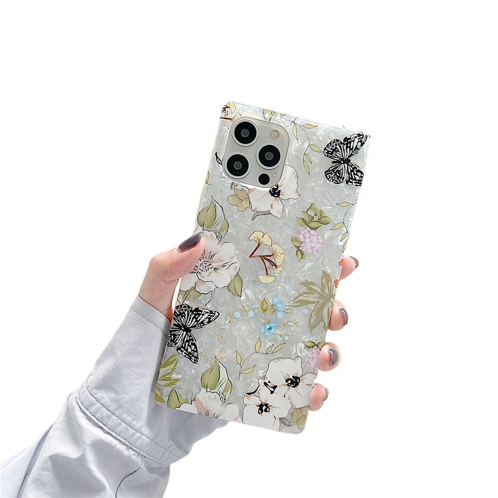 Anymob iPhone Case Green Cartoon Butterfly Soft Silicone Square Shell Pattern-Mobile Phone Cases-PEROZ Accessories