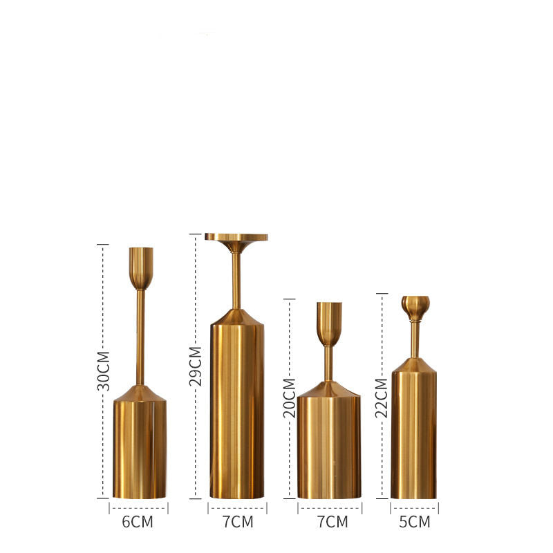 Anyhouz 6pc Luxury Gold Metal Candle Holder Tabletop Home Decor Modern Art Living Room Display House Decorative Crafts Metal Ornaments-Tabletop Decor-PEROZ Accessories