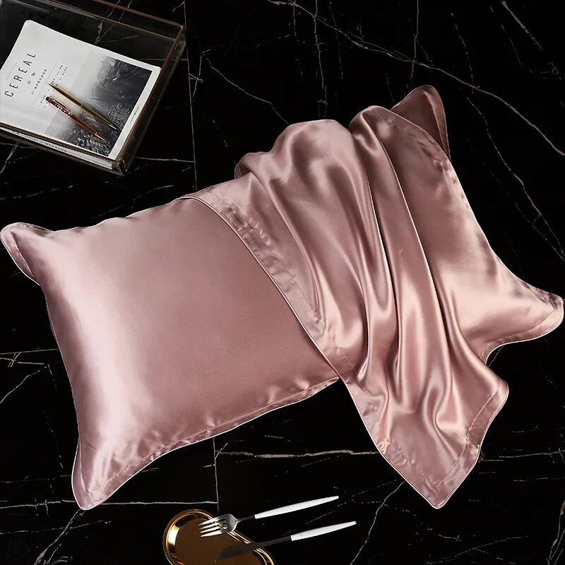 Anyhouz Pillowcase 51x66cm Pink Pure Real Silk For Comfortable And Relaxing Home Bed-Pillowcases-PEROZ Accessories