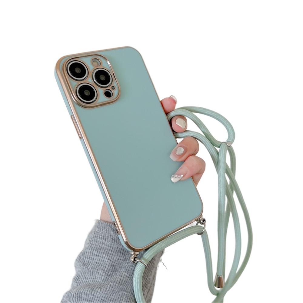 Anymob iPhone Case Light Green Necklace Lanyard Silicon Phone Cord Strap Cover-Mobile Phone Cases-PEROZ Accessories