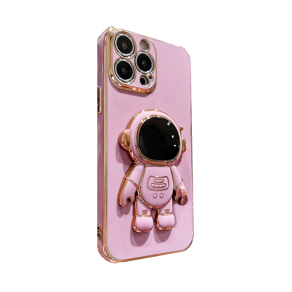 Anymob iPhone Case Pink Universal 6D Astronaut Foldable Holder Phone Cover-Mobile Phone Cases-PEROZ Accessories