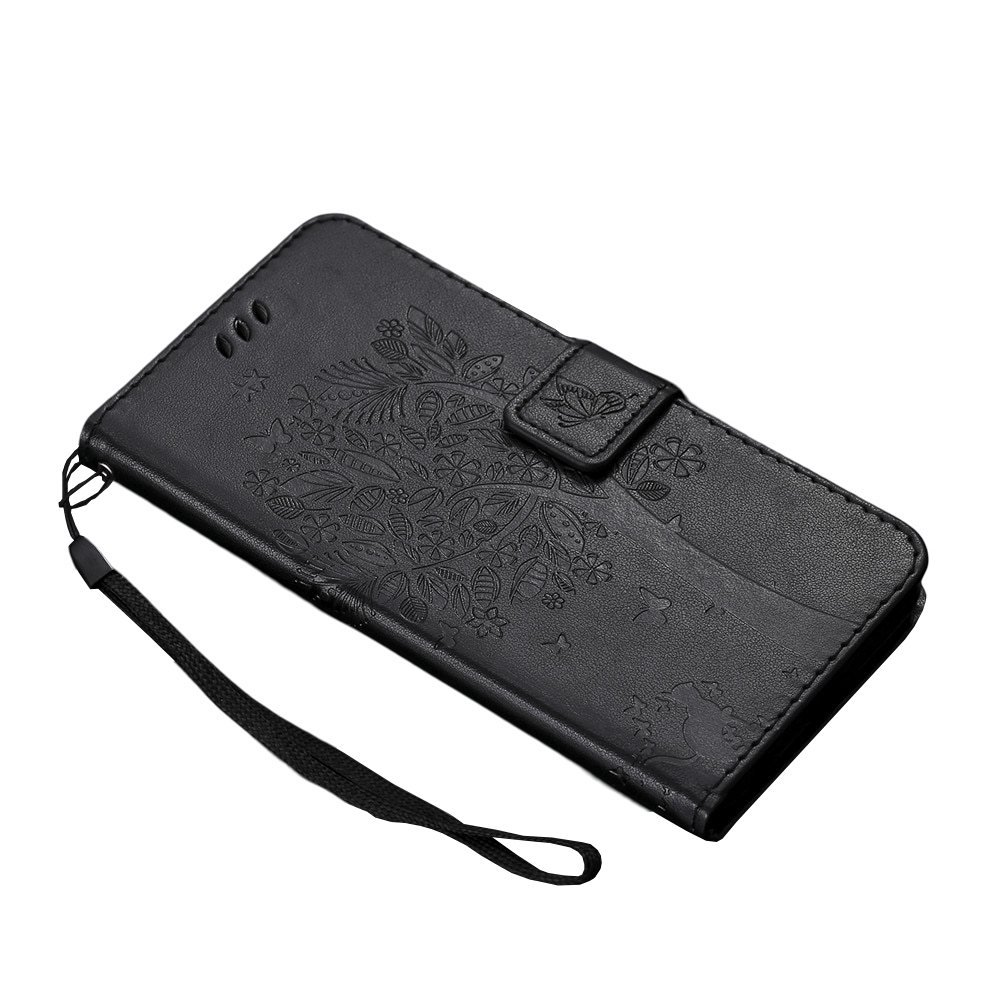 Anymob iPhone Charcoal Black Flip Leather Cases Cat Embossing Wallet Phone Cover-Mobile Phone Cases-PEROZ Accessories