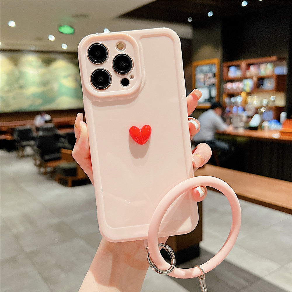 Anymob iPhone Black And Pink 3D Love Heart Bracelet Phone Case Shockproof Soft Silicone Cover-Mobile Phone Cases-PEROZ Accessories