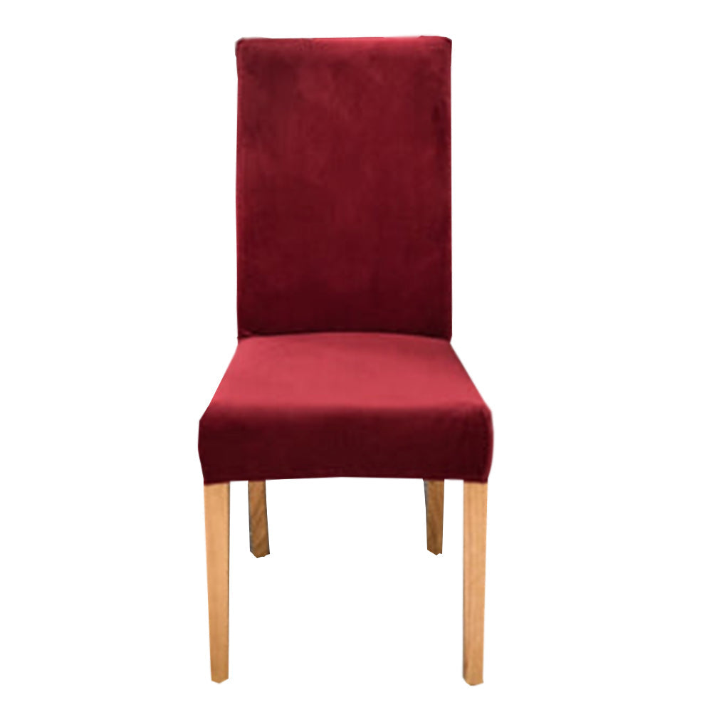 Anyhouz Chair Cover Wine Red Velvet Plush Stretch Chair Slipcover Elastic Spandex Chair Cover for Dining Room Kitchen Wedding Banquet Hotel-Chair Cover-PEROZ Accessories
