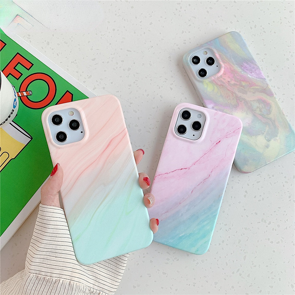 Anymob iPhone Case Sky Blue Gradual Color Matte Marble Soft Silicone Back Cover-Mobile Phone Cases-PEROZ Accessories