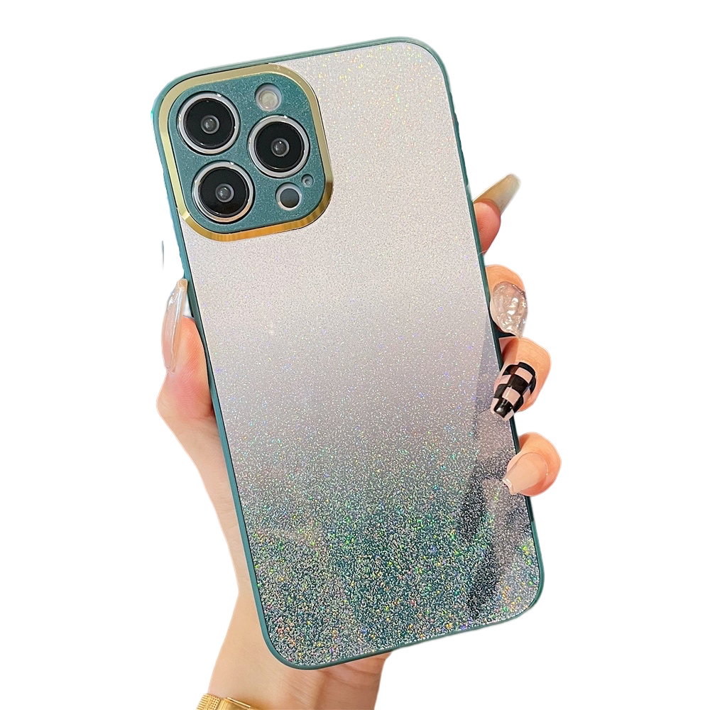 Anymob iPhone Case Green Gradient Glitter Soft Shockproof Back Cover Shell-Mobile Phone Cases-PEROZ Accessories
