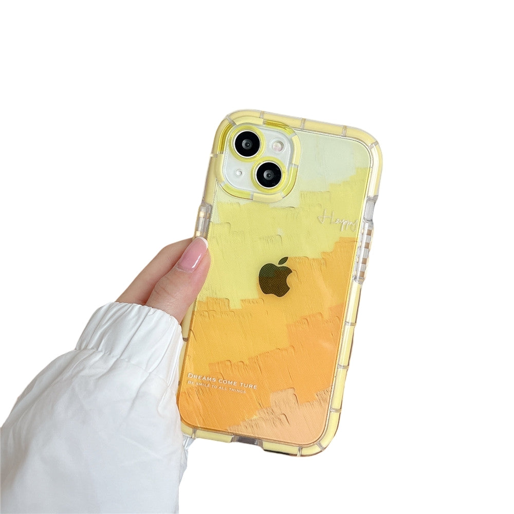 Anymob iPhone Yellow Graffiti Oil Painting Phone Case Luminous Shockproof Soft Cover-Mobile Phone Cases-PEROZ Accessories