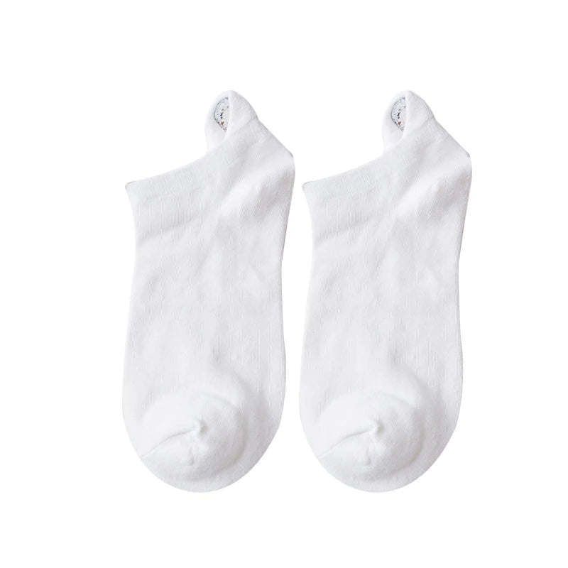 Anysox 5 Pairs One Size 4-5 White Fashion Funny Unisex Stereoscopic Heel Embroidered Women Candy Color Cotton Short Cute Socks-Socks-PEROZ Accessories