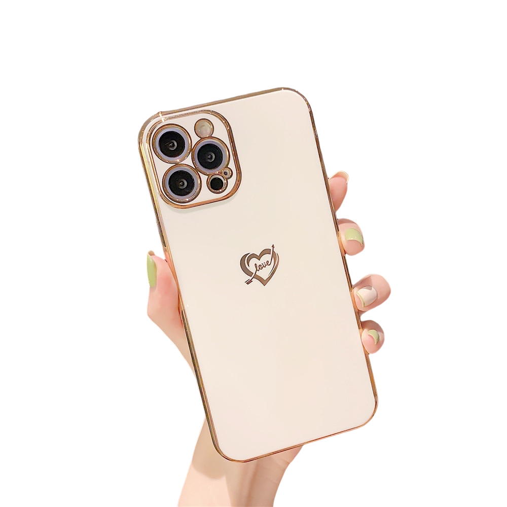 Anymob iPhone Case White Plating Colorful Side Love Heart Soft Silicone Cover-Mobile Phone Cases-PEROZ Accessories