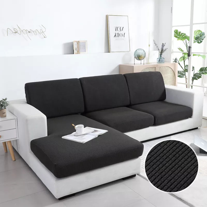 Anyhouz Sofa Cover Black Polyester Thick Stretchable Cushion For Living Room 1Pc Normal Size 145-185cm-Slipcovers-PEROZ Accessories