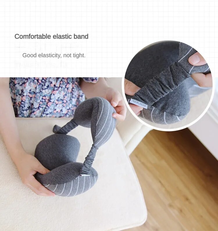 Anypack Travel Neck Pillow with Eye Mask Light Gray Portable 2 in 1 Comfortable Sleep Headrest-Neck Pillow-PEROZ Accessories