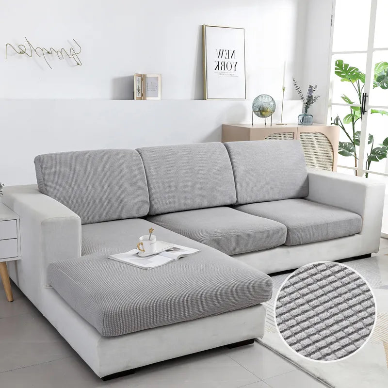 Anyhouz Sofa Cover Gray Polyester Thick Stretchable Cushion For Living Room 1Pc Normal Size 95-120cm-Slipcovers-PEROZ Accessories