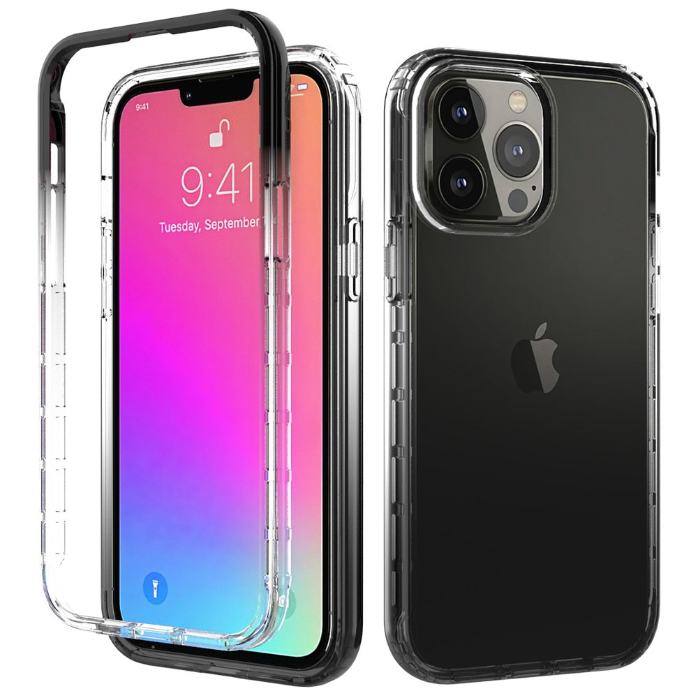 Anymob iPhone Black Transparent Gradient Bumper Phone Case Silicone Shockproof Cover-Mobile Phone Cases-PEROZ Accessories