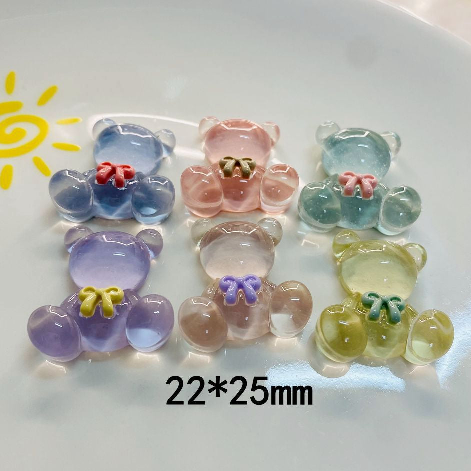 Anykidz 6pcs Crystal Sitting Bear Design Shoe Charm Accessories Jeans Clogs Pendant Pin Designer Ornament Jibbitz for Crocs-Shoe Charms-PEROZ Accessories