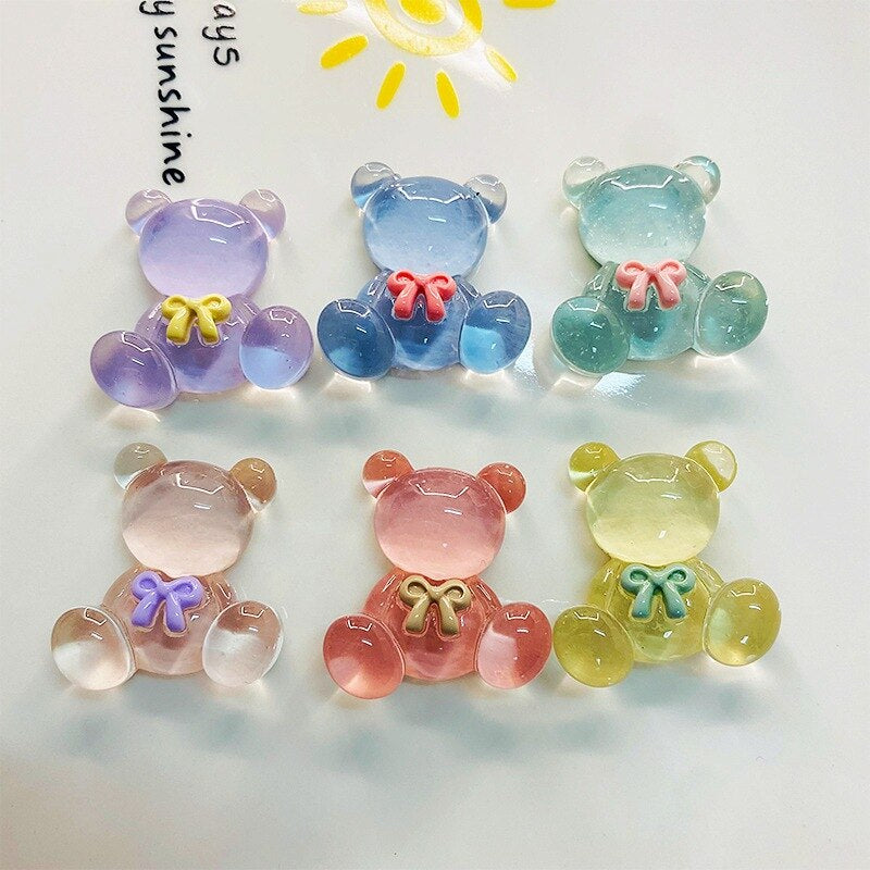Anykidz 6pcs Crystal Sitting Bear Design Shoe Charm Accessories Jeans Clogs Pendant Pin Designer Ornament Jibbitz for Crocs-Shoe Charms-PEROZ Accessories