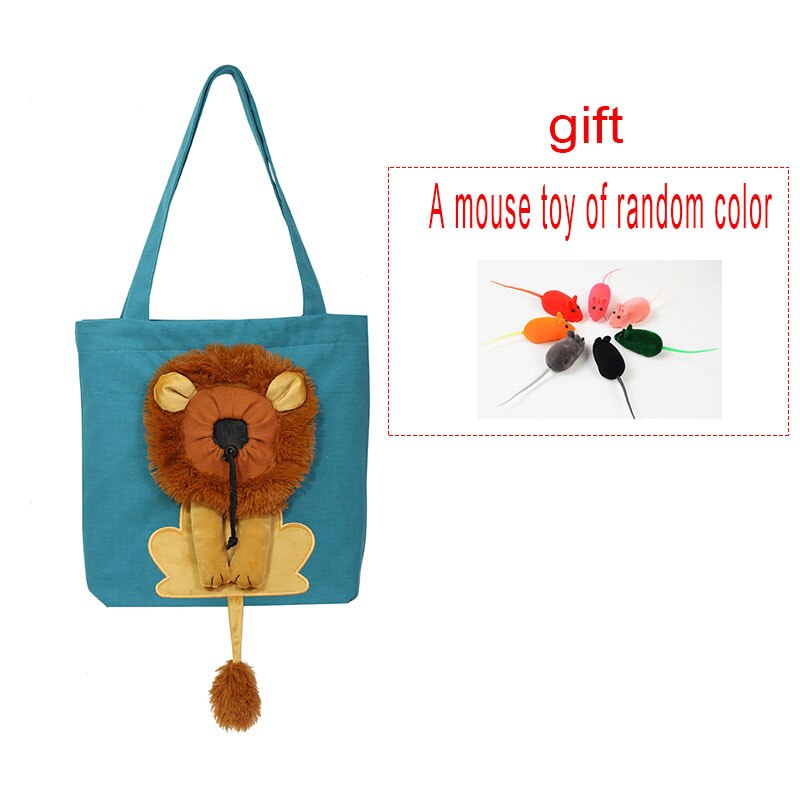 AnyWags Cat Handbag 40cm Lake Blue 3D Lion Soft Collar Pets Carrier Luggage Small Dog Travel Tote Bag With Pet Canvas-Pet Supplies-PEROZ Accessories