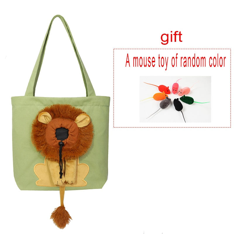 AnyWags Cat Handbag 35cm Light Green 3D Lion Soft Collar Pets Carrier Luggage Small Dog Travel Tote Bag With Pet Canvas-Pet Supplies-PEROZ Accessories