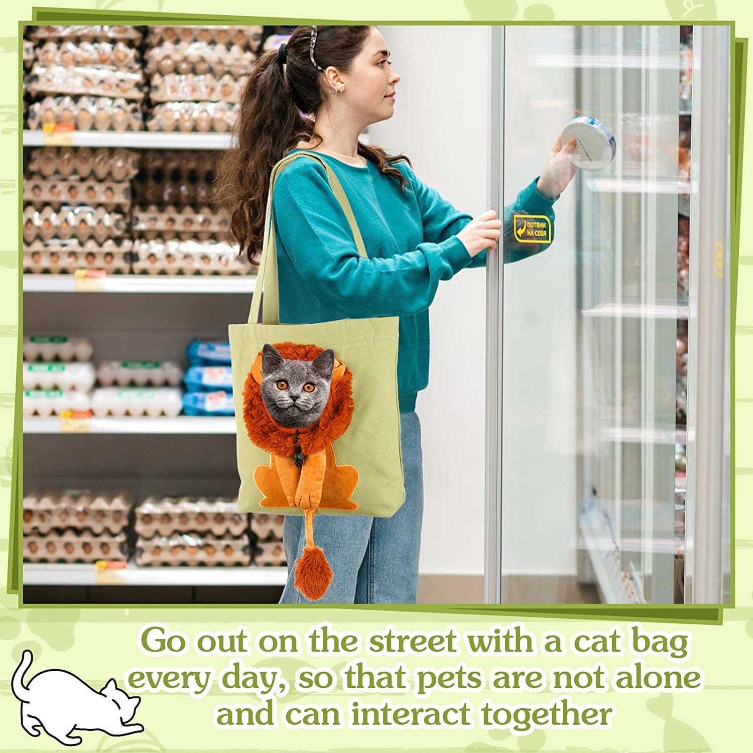 AnyWags Cat Handbag 40cm Light Green 3D Lion Soft Collar Pets Carrier Luggage Small Dog Travel Tote Bag With Pet Canvas-Pet Supplies-PEROZ Accessories