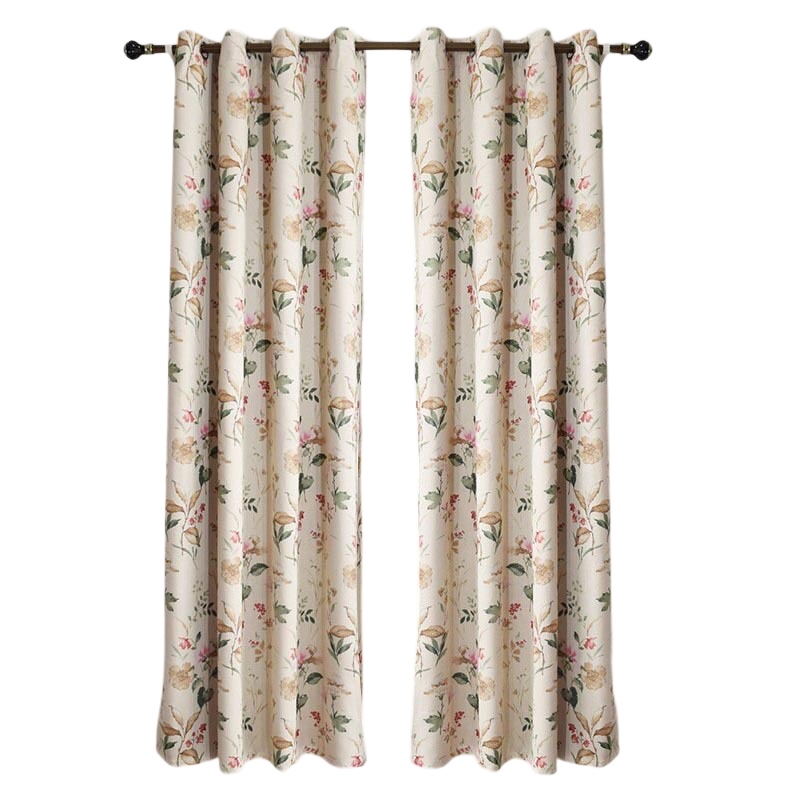 Anyhouz 200cm Curtain Beige Flower Design Modern Luxury Retro Style Texture for Living Room Bedroom Dining Fashion Decor-Curtains & Drapes-PEROZ Accessories