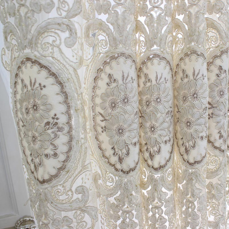 Anyhouz 400cm Curtain White Style Flower Indoor Decorative Window Sheer Curtain For Living Room Bedroom Home Decor-Curtains & Drapes-PEROZ Accessories