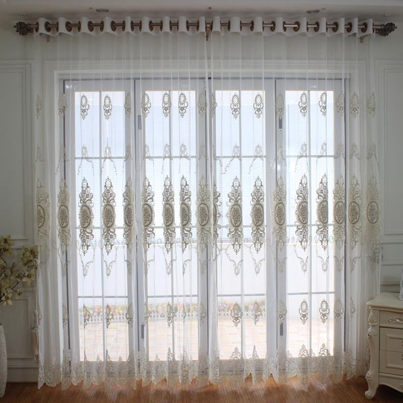 Anyhouz 400cm Curtain White Style Flower Indoor Decorative Window Sheer Curtain For Living Room Bedroom Home Decor-Curtains & Drapes-PEROZ Accessories