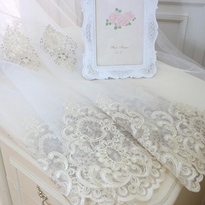 Anyhouz 400cm Curtain White Style Flower Indoor Decorative Window Sheer Curtain For Living Room Bedroom Home Decor-Curtains & Drapes-PEROZ Accessories