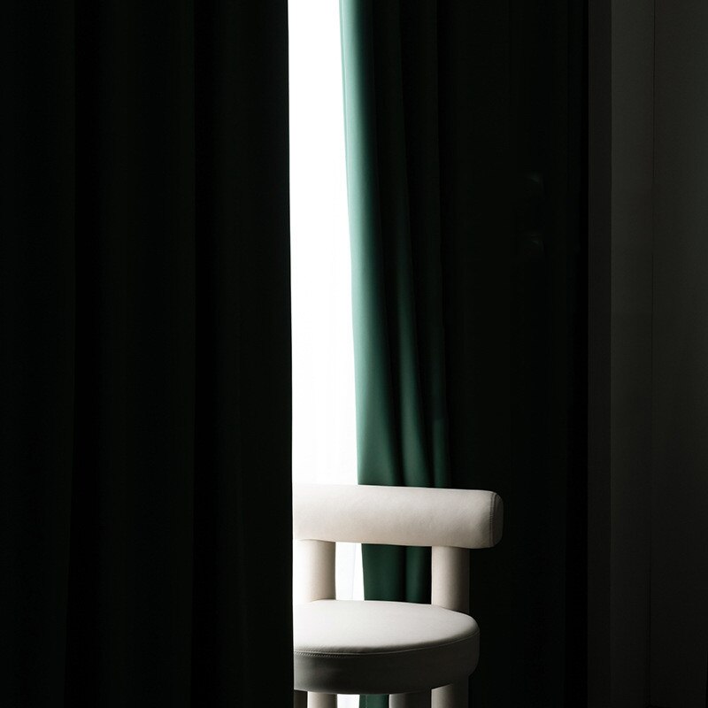 Anyhouz Curtain 400cm Dark Green Modern Blackout Curtains for Living Room Bedroom Window Treatments Sound Proof Curtains Drapes-Curtains & Drapes-PEROZ Accessories