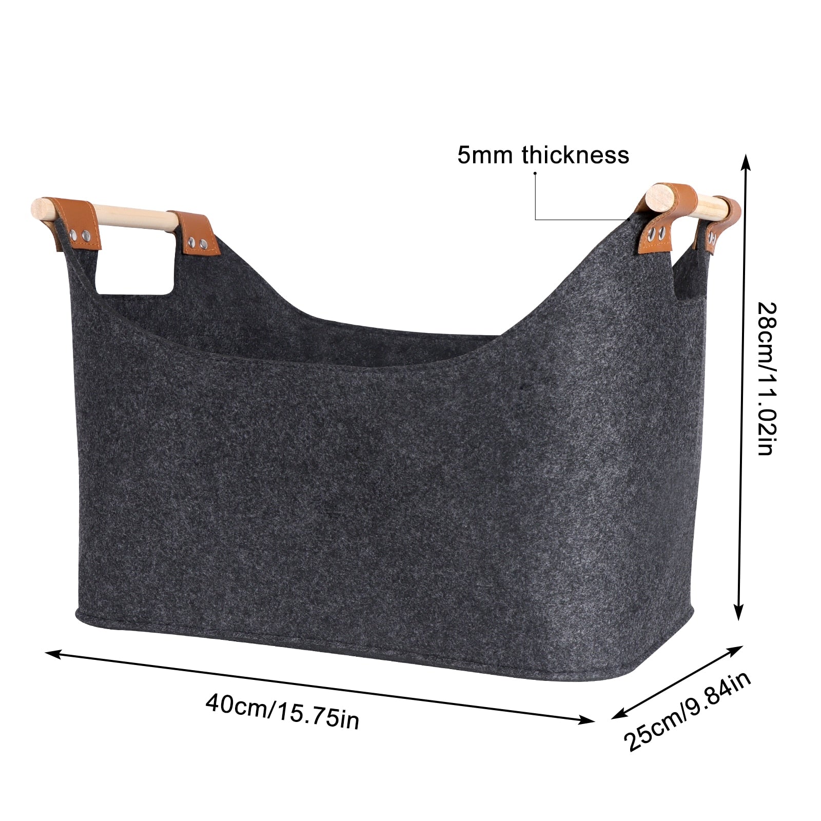 Anyhouz Storage Bag Gray Basket Fire Wood Fruit Vegetable Flower Plant Organizing Rack Container-Exercise & Fitness-PEROZ Accessories