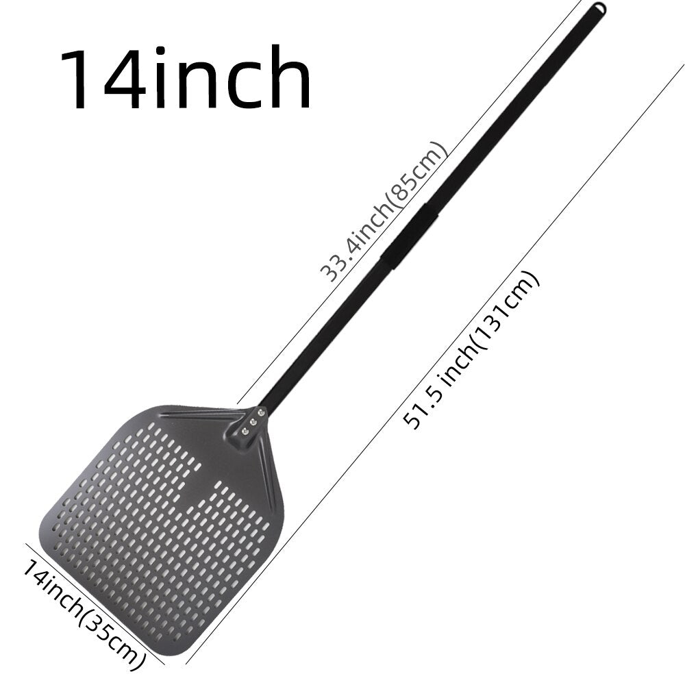 Anygleam Pizza Shovel 35 cm x 1100cm Dark Grey for Perforated Peel with Metal Handle Oven Turning Baking Accessory-Spatula and Shovel-PEROZ Accessories