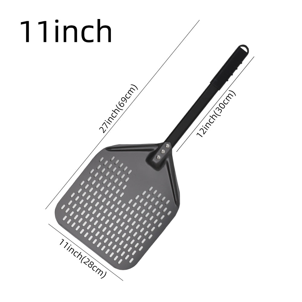Anygleam Pizza Shovel 28cm X 69cm Dark Grey for Perforated Peel with Metal Handle Oven Turning Baking Accessory-Spatula and Shovel-PEROZ Accessories