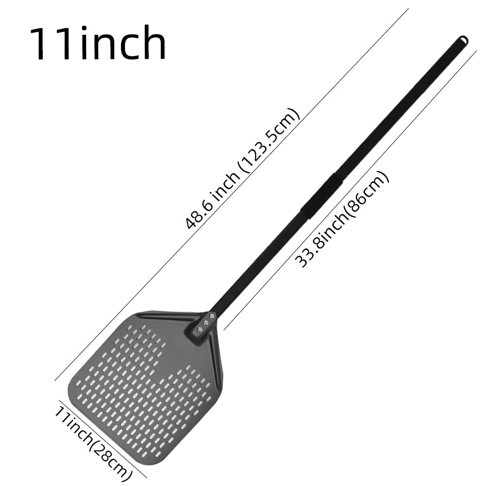 Anygleam Pizza Shovel 28cm X 123.5cm Dark Grey for Perforated Peel with Metal Handle Oven Turning Baking Accessory-Spatula and Shovel-PEROZ Accessories