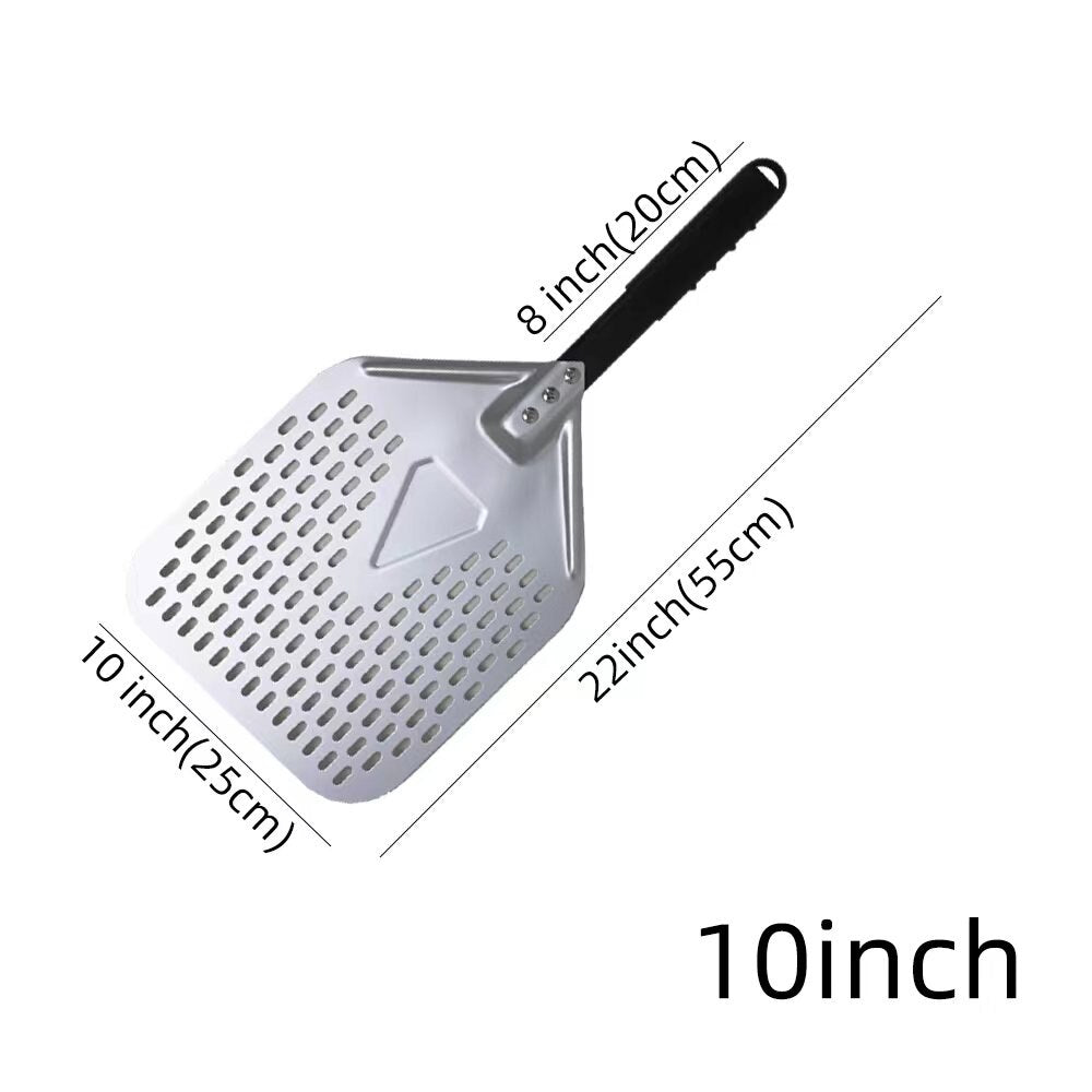 Anygleam Pizza Shovel 25cm X 55cm Silver for Perforated Peel with Metal Handle Oven Turning Baking Accessory-Spatula and Shovel-PEROZ Accessories