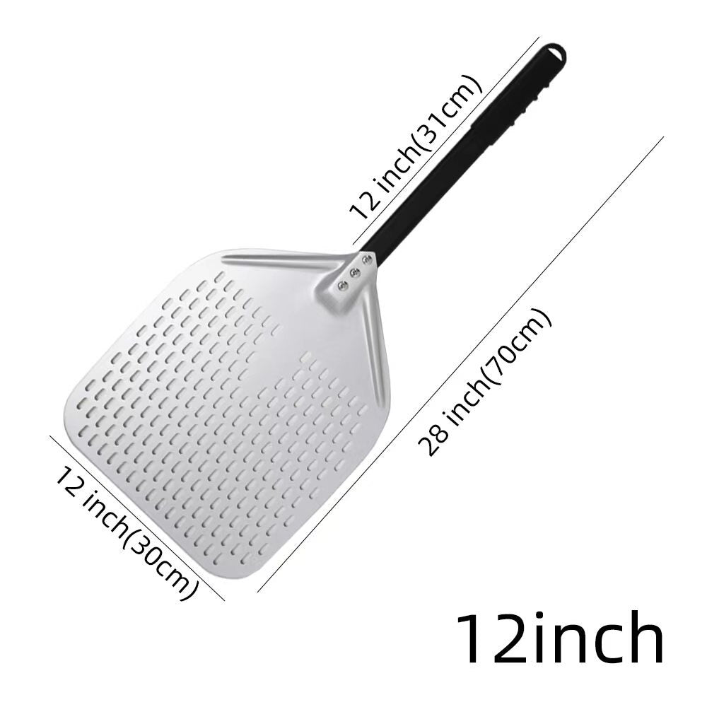 Anygleam Pizza Shovel 30 cm x 70cm Silver for Perforated Peel with Metal Handle Oven Turning Baking Accessory-Spatula and Shovel-PEROZ Accessories
