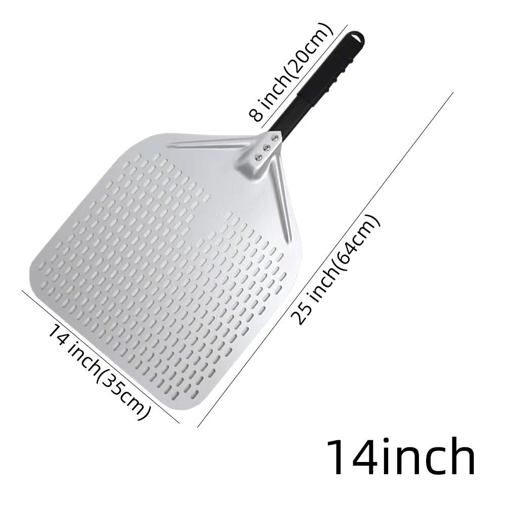 Anygleam Pizza Shovel 35 cm X 64cm Silver for Perforated Peel with Metal Handle Oven Turning Baking Accessory-Spatula and Shovel-PEROZ Accessories