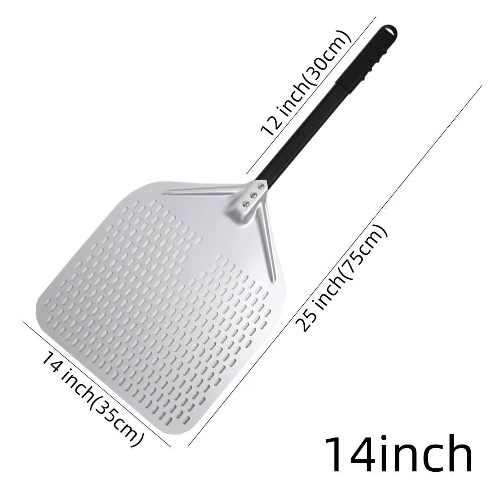 Anygleam Pizza Shovel 35 cm X 75cm Silver for Perforated Peel with Metal Handle Oven Turning Baking Accessory-Spatula and Shovel-PEROZ Accessories
