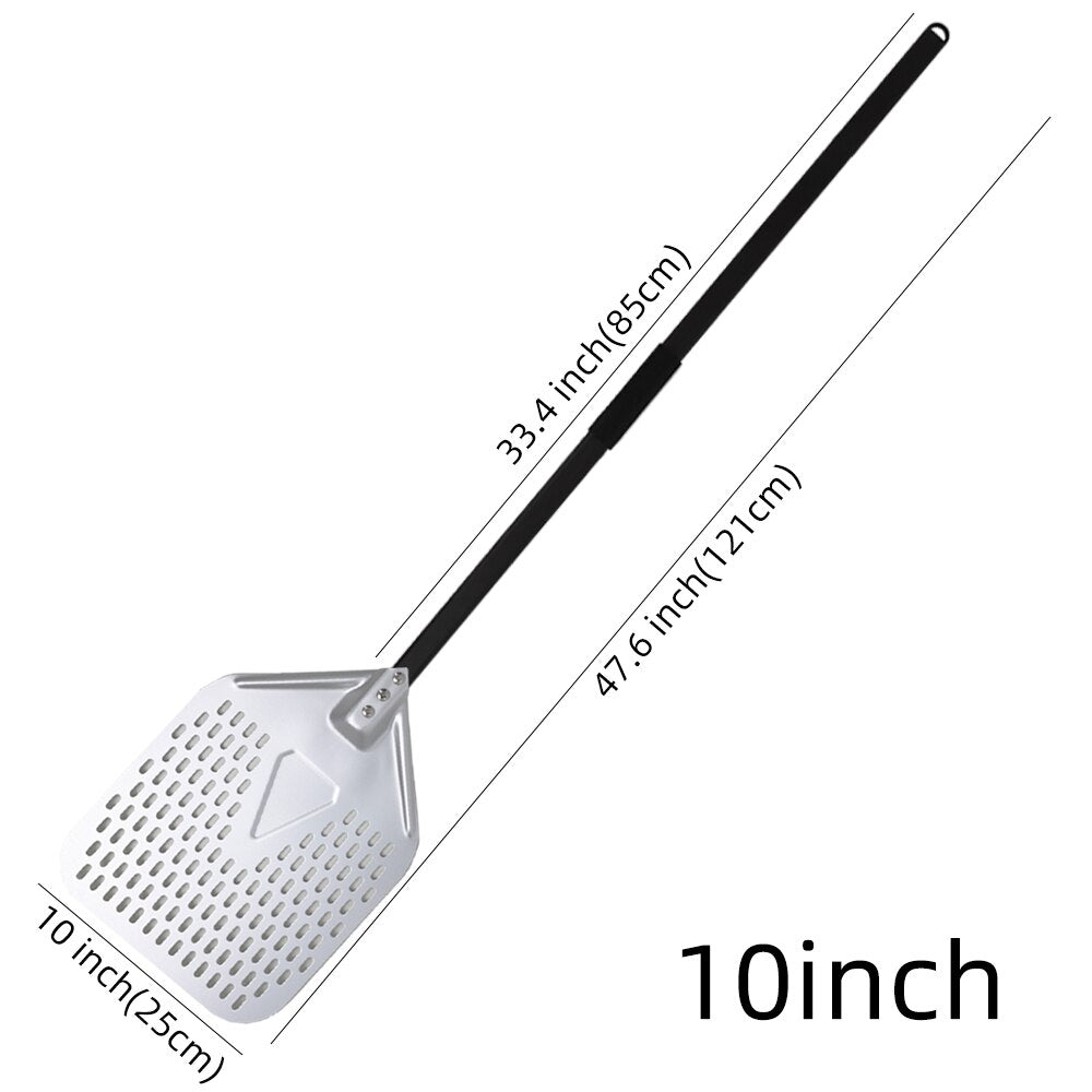 Anygleam Pizza Shovel 25cm X 121cm Silver for Perforated Peel with Metal Handle Oven Turning Baking Accessory-Spatula and Shovel-PEROZ Accessories