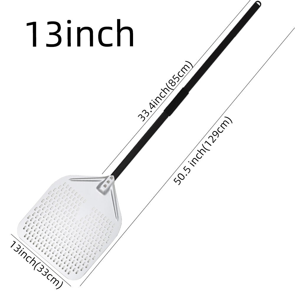 Anygleam Pizza Shovel 33 cm X 129cm Silver for Perforated Peel with Metal Handle Oven Turning Baking Accessory-Spatula and Shovel-PEROZ Accessories