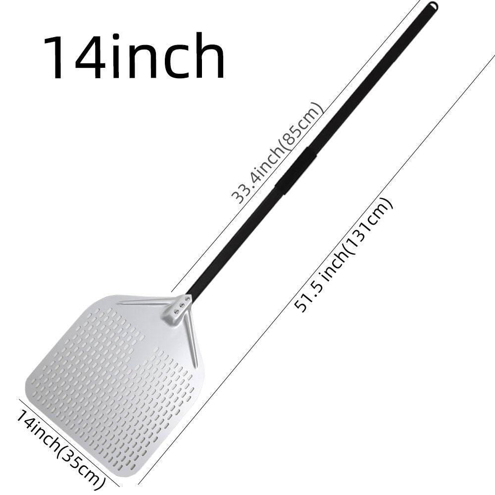Anygleam Pizza Shovel 35 cm X 131cm Silver for Perforated Peel with Metal Handle Oven Turning Baking Accessory-Spatula and Shovel-PEROZ Accessories