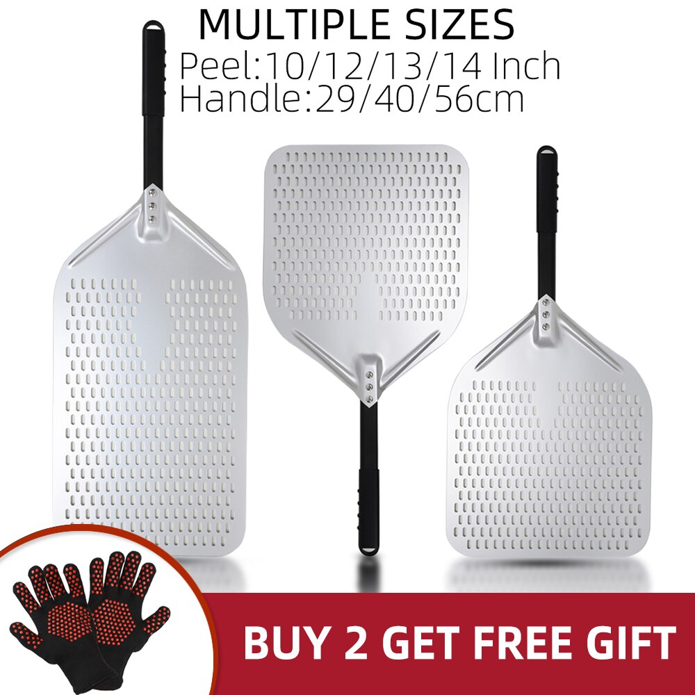Anygleam Pizza Shovel 33 cm X 129cm Silver for Perforated Peel with Metal Handle Oven Turning Baking Accessory-Spatula and Shovel-PEROZ Accessories