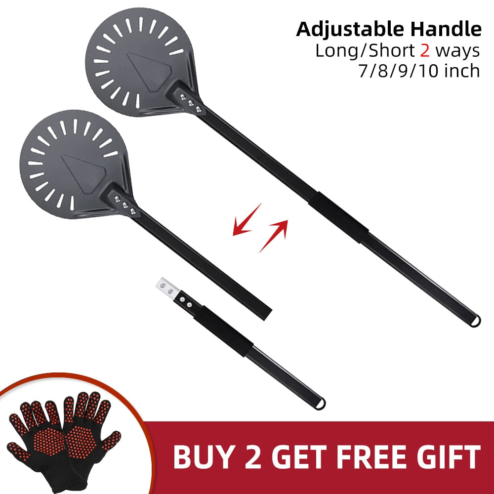 Anygleam Pizza Shovel 112.5cm Dark Grey for Perforated Peel with Metal Handle Oven Turning Baking Accessory-Spatula and Shovel-PEROZ Accessories