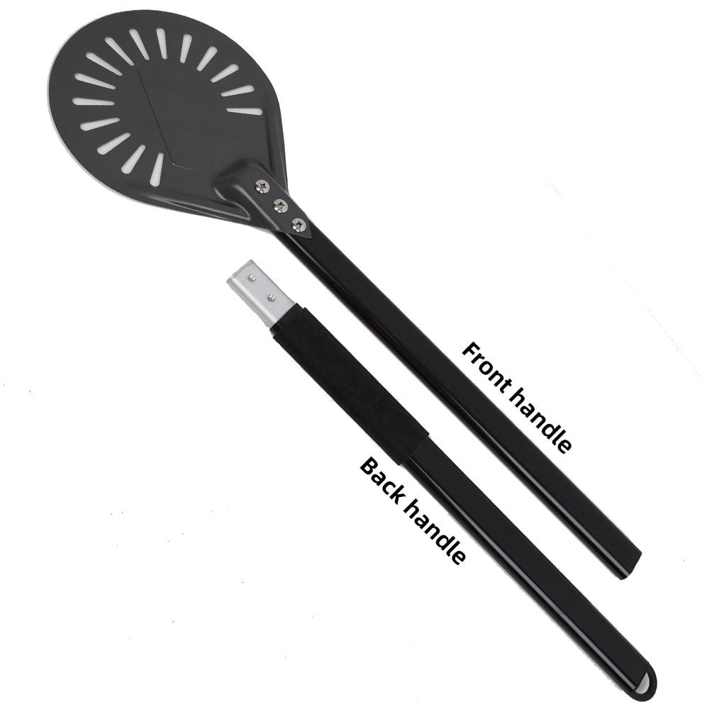 Anygleam Pizza Shovel 112.5cm Dark Grey for Perforated Peel with Metal Handle Oven Turning Baking Accessory-Spatula and Shovel-PEROZ Accessories