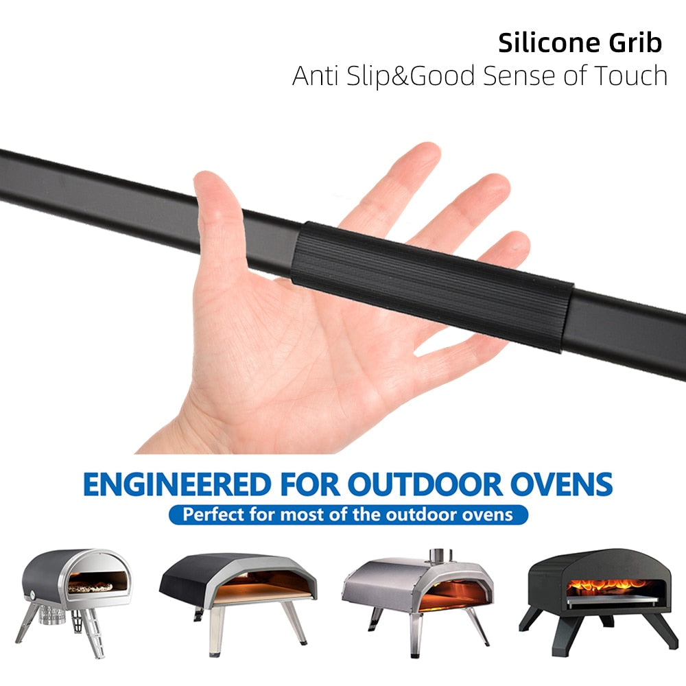Anygleam Pizza Shovel 112.5cm Dark Grey for Perforated Peel with Metal Handle Oven Turning Baking Accessory-Spatula and Shovel-PEROZ Accessories