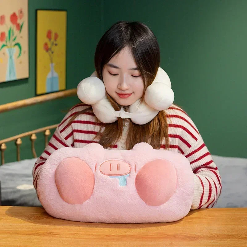 Anyhouz U-shaped Pillow Lovely Blue Pig and Bone for Travel Pillow Warm-handed and Throw Pillows-Sleeping Pillow-PEROZ Accessories