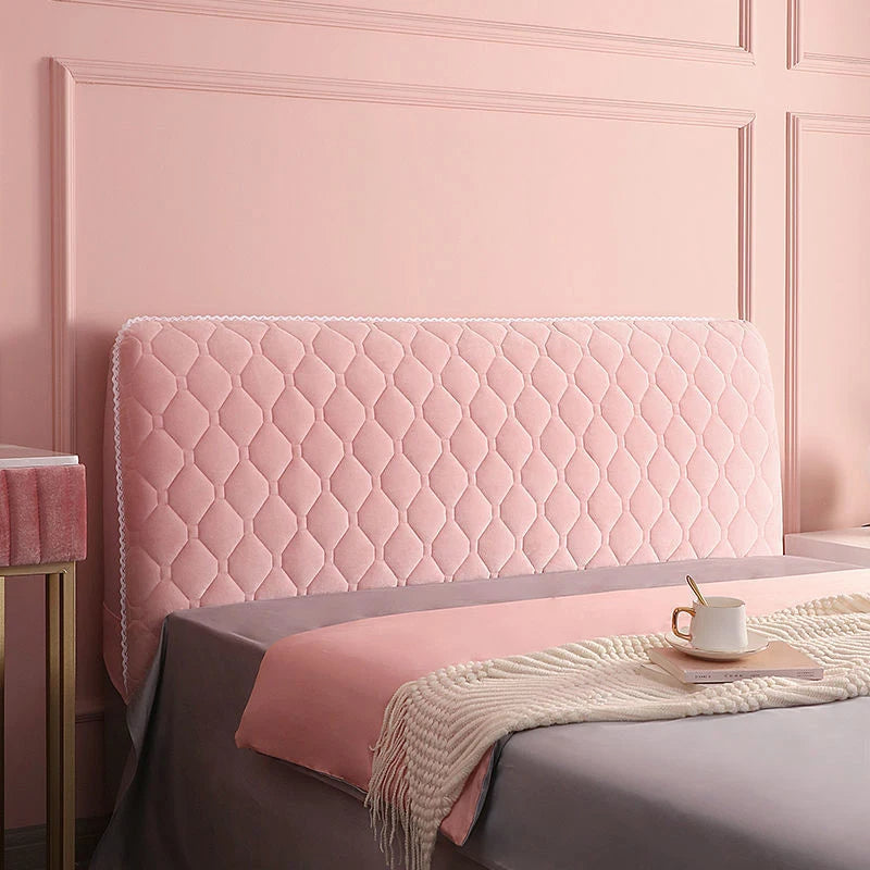 Anyhouz Headboard Cover Pink Diamond Pattern Super Soft Smooth Quilted Velvet Bed Back Dust Protector Cover 190x70cm-Bed Headboard-PEROZ Accessories