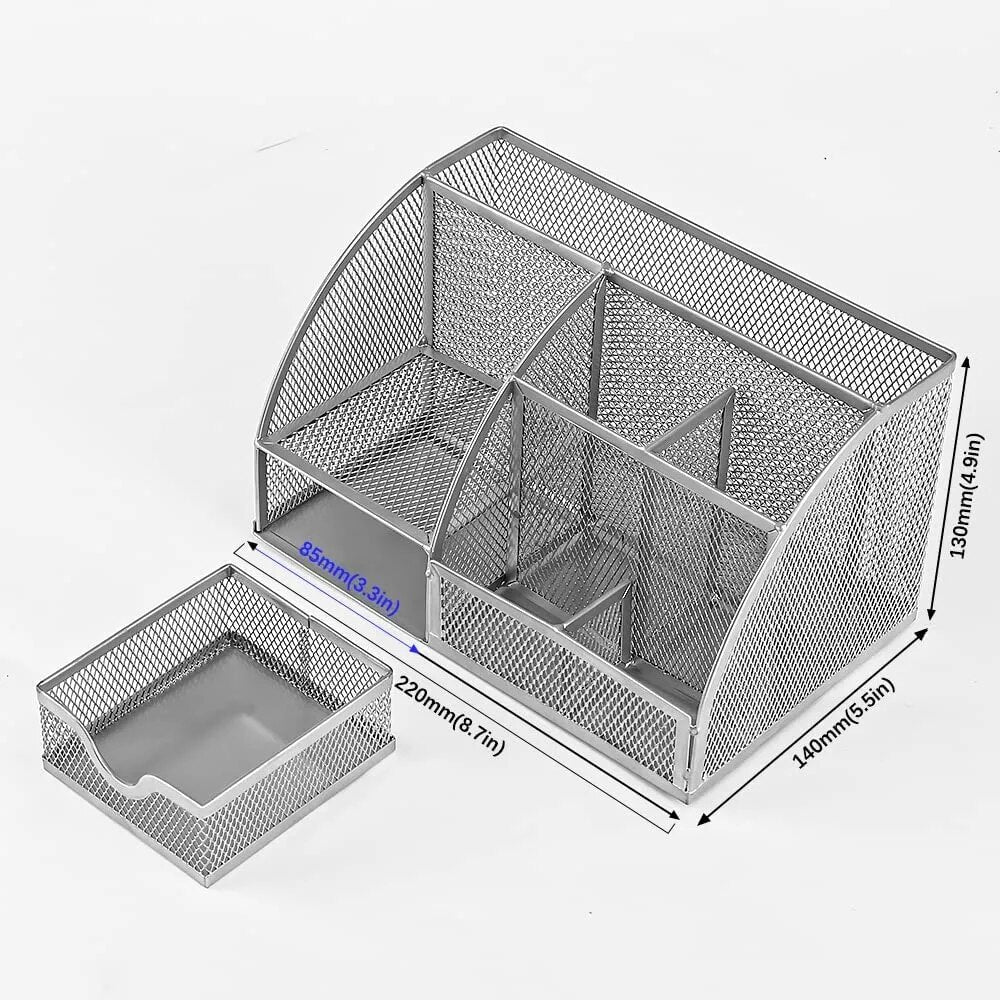 AnyCraft Light Green Mesh Stationery Storage Organizer with Compartments for Office and School Supplies-Organizers-PEROZ Accessories