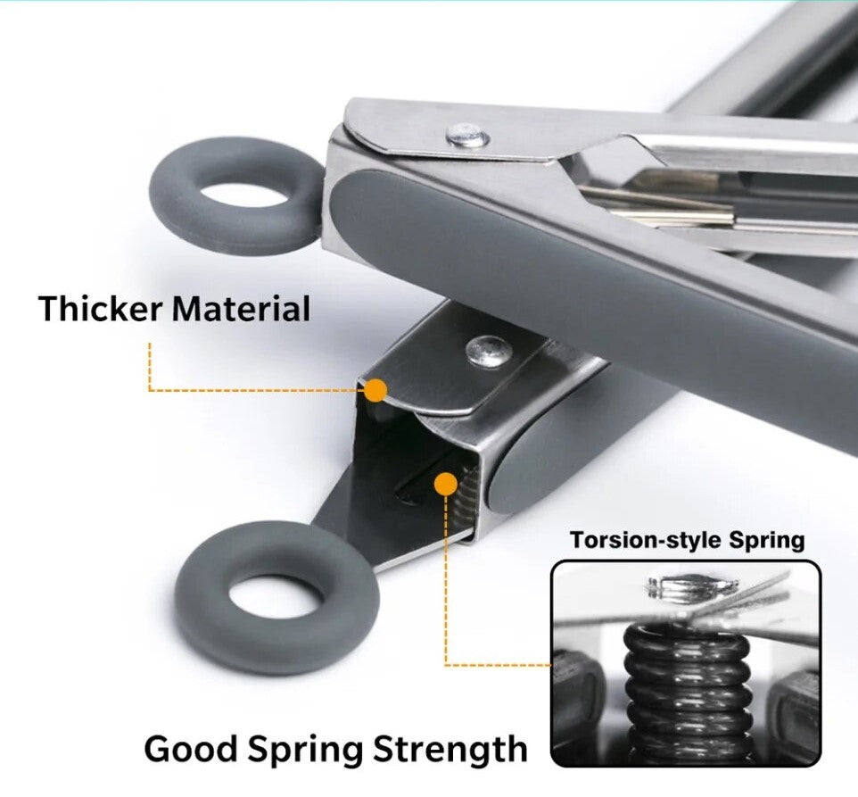 Anygleam Tong Stainless Steel Large Grey Handle Clip Heat Resistant Cooking Baking Salad Steak Kitchen Gadget-Kitchen Tools & Utensils-PEROZ Accessories